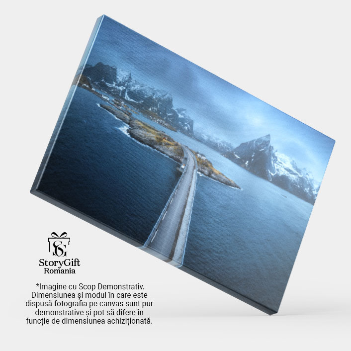 Tablou canvas cu munti, zapada, sosea, insula, nordic, nori, multicolor 40x25CM [4]