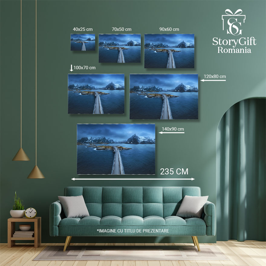 Tablou canvas cu munti, zapada, sosea, insula, nordic, nori, multicolor 40x25CM [5]