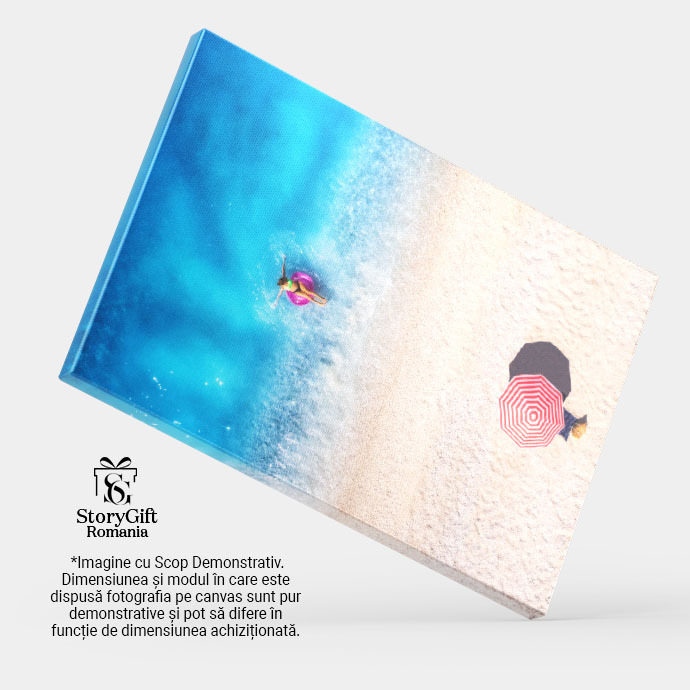 Tablou canvas cu ocean, plaja, umbrela, colac, costum de baie, multicolor 40x25CM [4]