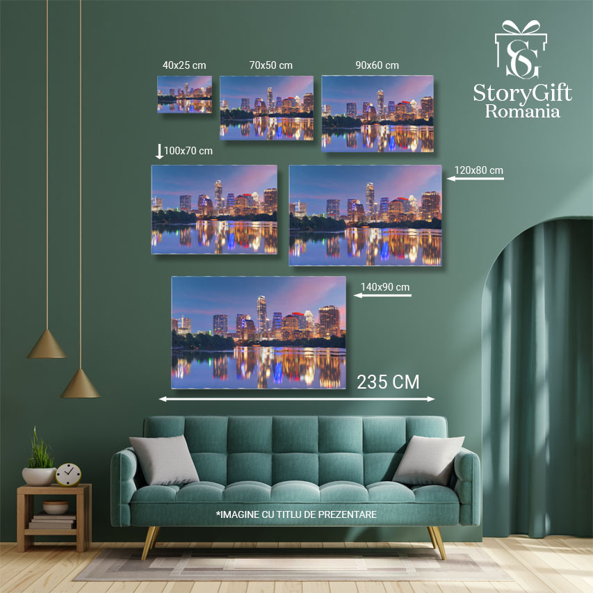 Tablou canvas cu oras, noapte, lac, cer, lumini, urban, multicolor 40x25CM [5]