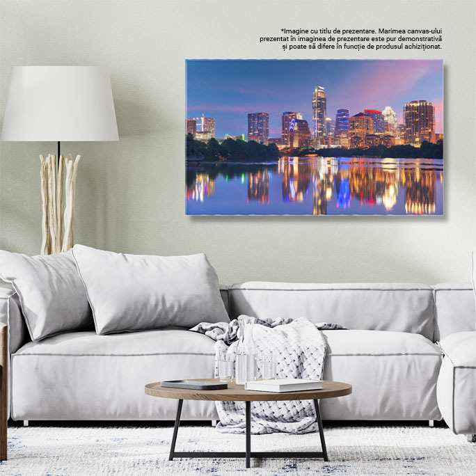Tablou canvas cu oras, noapte, lac, cer, lumini, urban, multicolor 40x25CM [3]