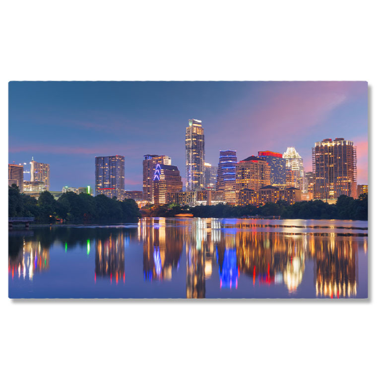 Tablou canvas cu oras, noapte, lac, cer, lumini, urban, multicolor 40x25CM [1]