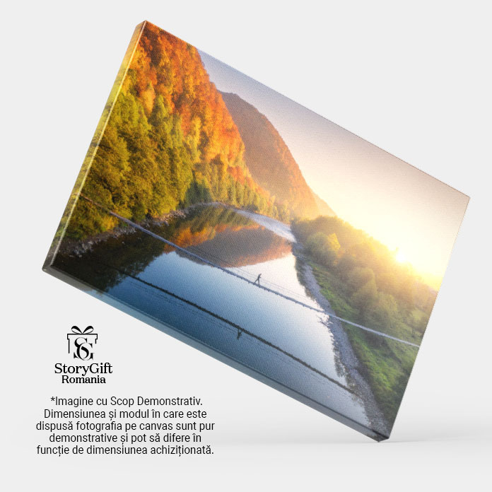 Tablou canvas cu peisaj de toamna, apus, soare, raze, pod, multicolor 40x25CM [4]