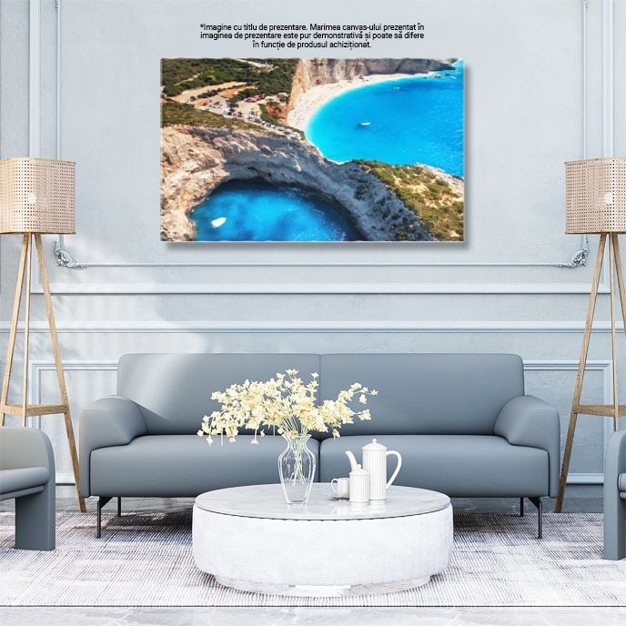 Tablou canvas cu peisaj, mare, plaja, stanci, soare, vara, turism, multicolor 40x25CM [3]