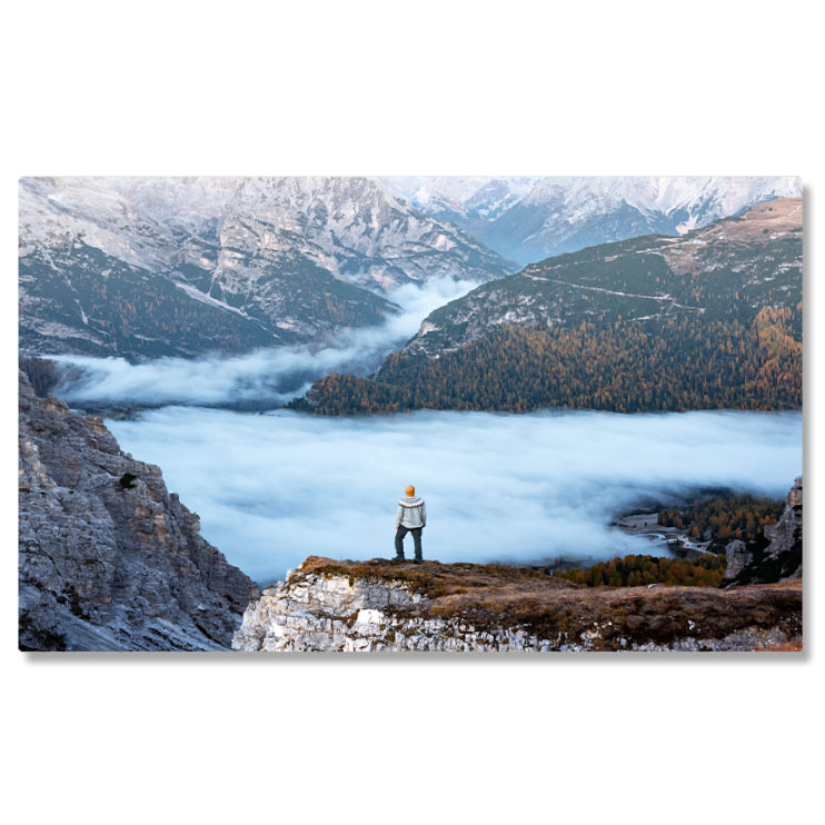 Tablou canvas cu peisaj, munte, stanca, padure, nori, toamna, multicolor 40x25CM [1]