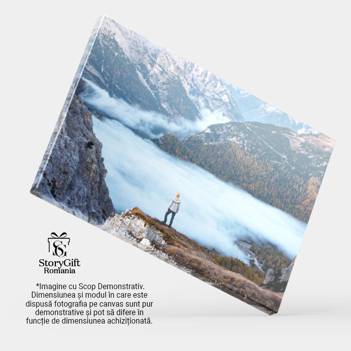 Tablou canvas cu peisaj, munte, stanca, padure, nori, toamna, multicolor 40x25CM [4]