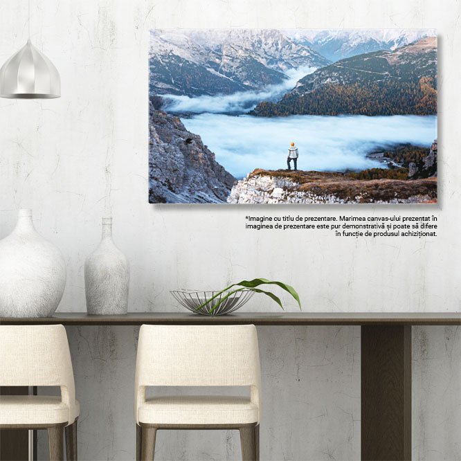 Tablou canvas cu peisaj, munte, stanca, padure, nori, toamna, multicolor 40x25CM [3]