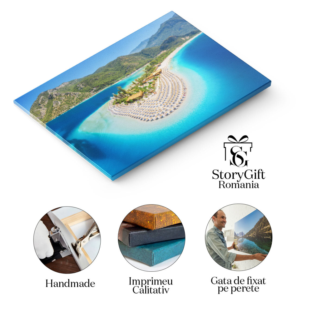 Tablou canvas cu peninsula, munti, mare, palmieri, cer, multicolor 40x25CM [2]