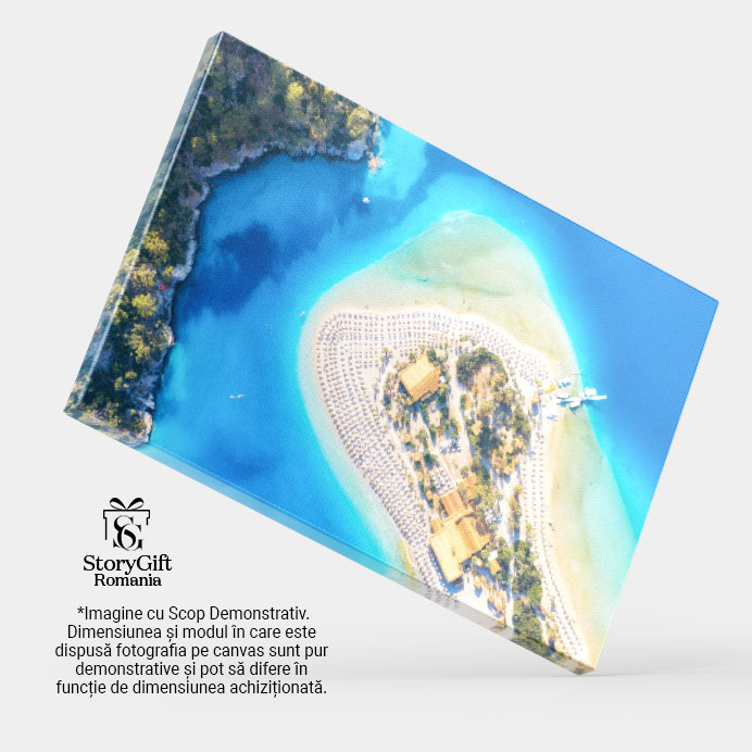 Tablou canvas cu peninsula, plaja, stanci, mare, sezlonguri, multicolor 40x25CM [4]