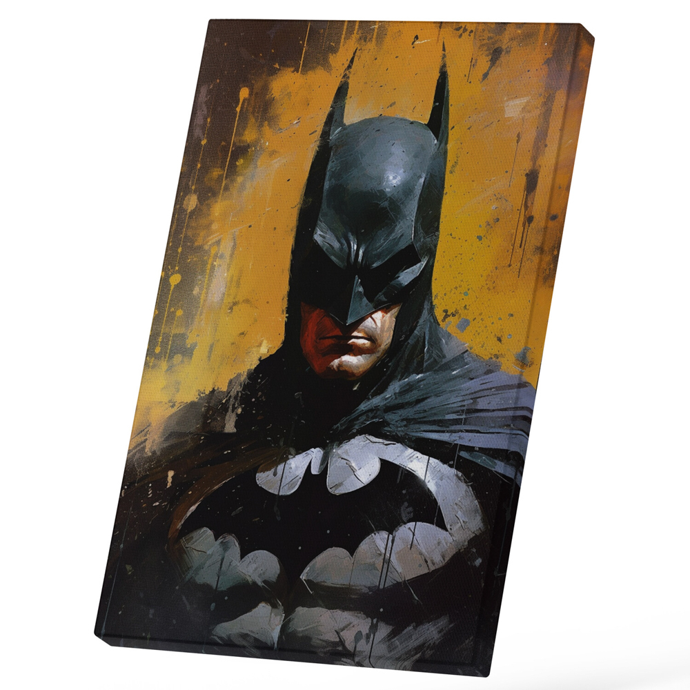 Tablou Canvas Cu Pictura Portret Batman, Costum Emblematic, Super Erou, Perete Graffiti, Iubitorii De Filme Marvel 25x40 cm, Multicolor [1]