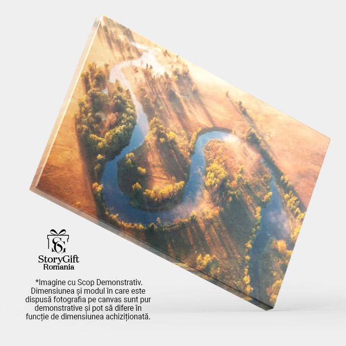 Tablou canvas cu rau, apus de soare, raze de lumina, copaci, nori, multicolor 40x25CM [4]