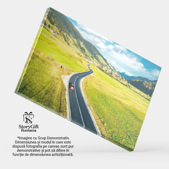Tablou canvas cu sosea, masina, dealuri, oras, munti, nori, multicolor 40x25CM [4]