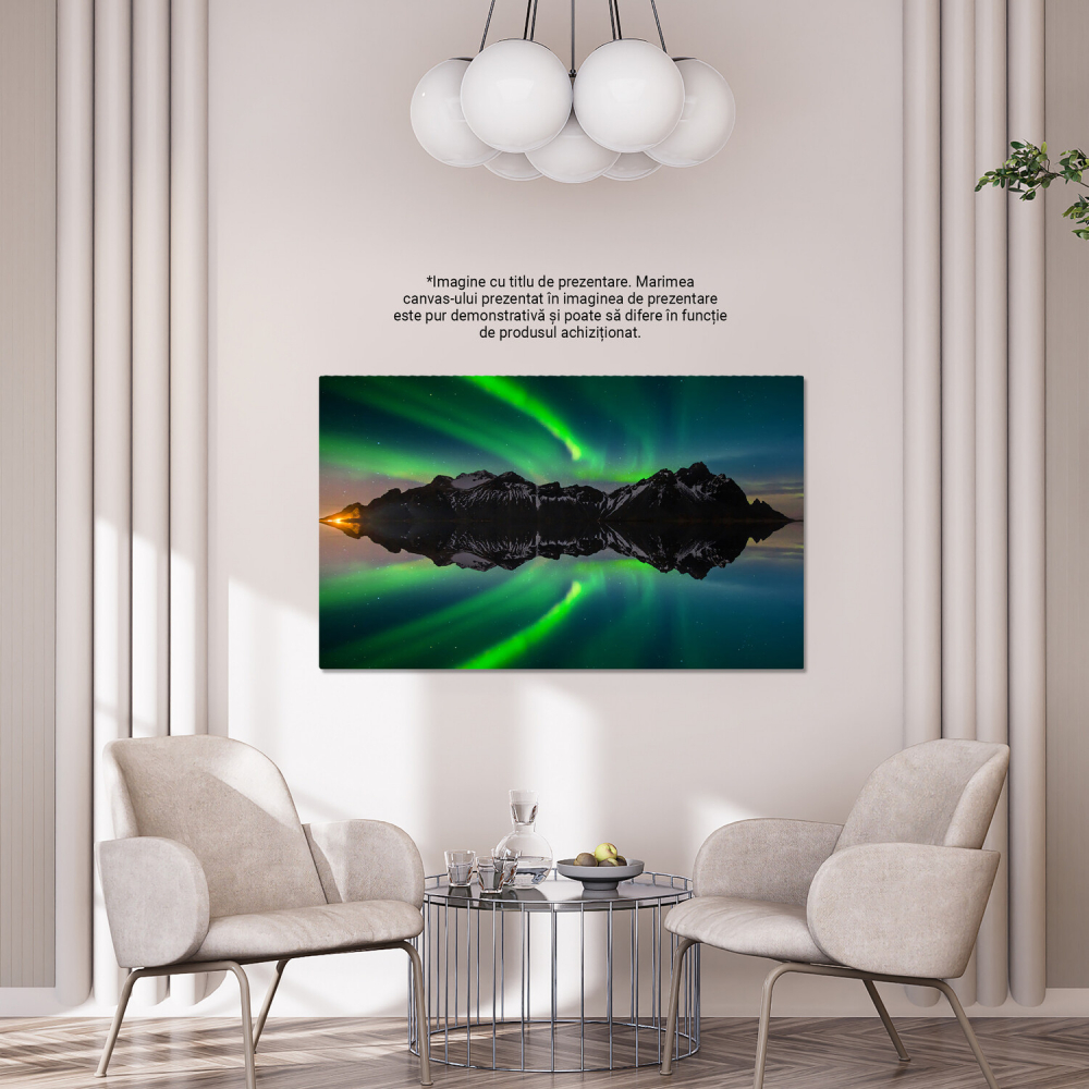 Stele, Lună și Aurora Boreală în Islanda - Vestrahorn și Stokksnes în Magia Iernii, Marime 40x25CM [4]