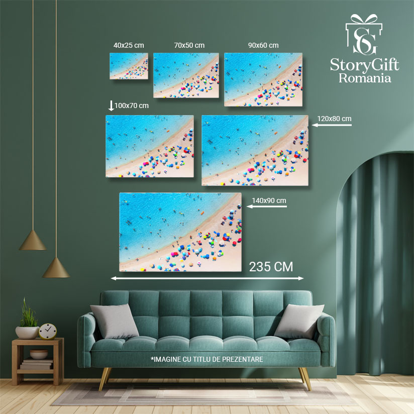 Tablou canvas cu umbrele, plaja, nisip, mare, valuri, vara, multicolor 40x25CM [5]