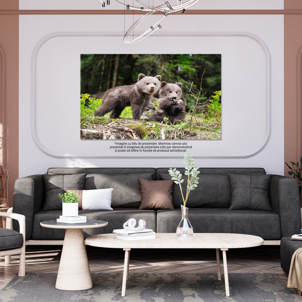 Ursuleț Urs Brun în Pădure - Frumusețea Naturii Sălbatice, Marime 40x25CM [3]