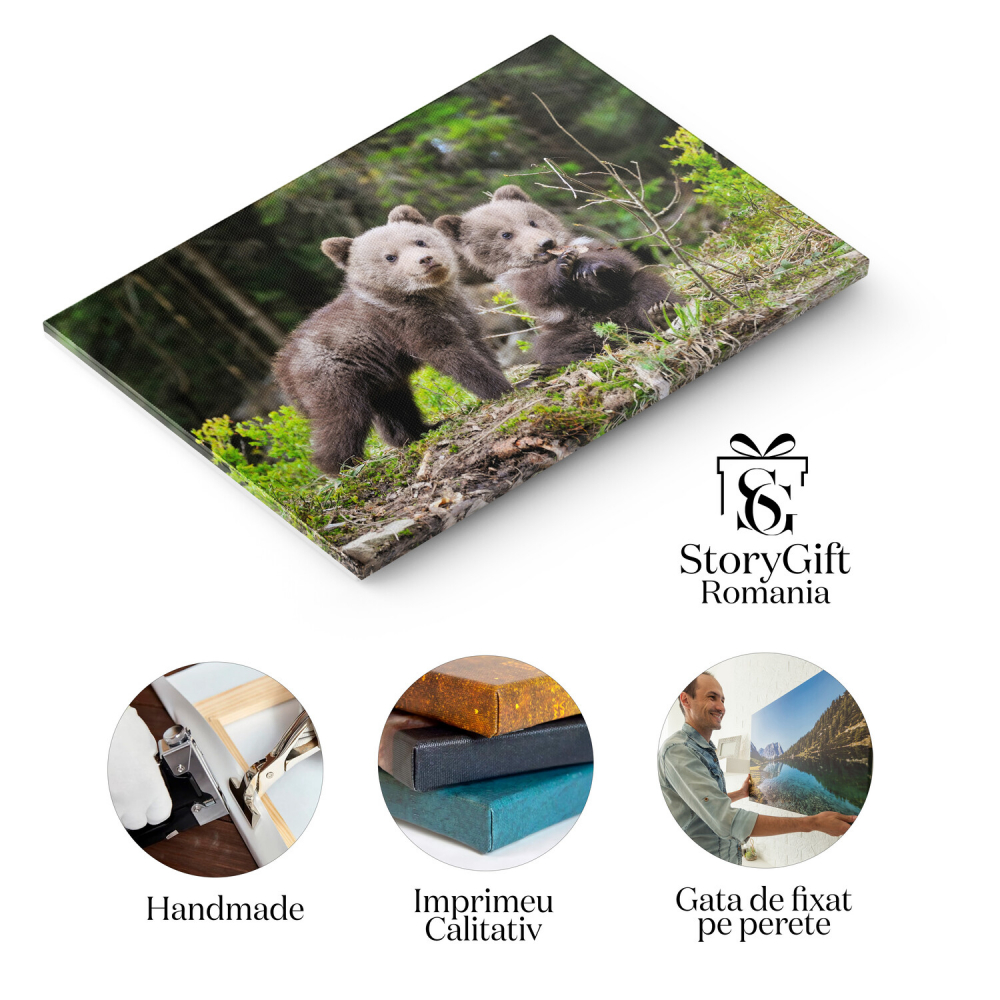 Ursuleț Urs Brun în Pădure - Frumusețea Naturii Sălbatice, Marime 40x25CM [2]