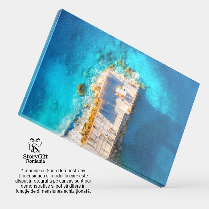 Tablou canvas cu vedere aeriana, dig din lemn, ocean, apus, multicolor 40x25CM [4]