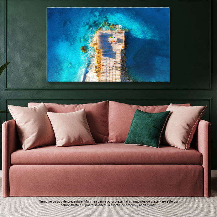 Tablou canvas cu vedere aeriana, dig din lemn, ocean, apus, multicolor 40x25CM [3]