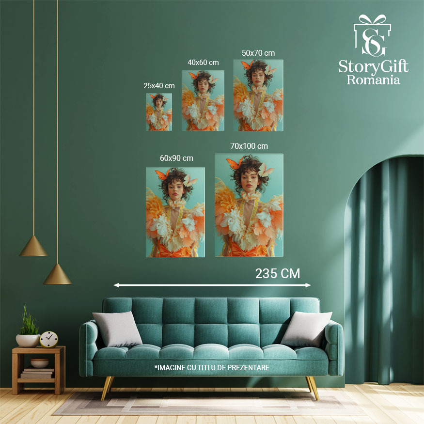 Tablou Canvas Cuibul de Frumusețe Un Portret Inspirat de Păsări Fata cu Pene Colorate , Pictura Digitala 40x25CM [4]