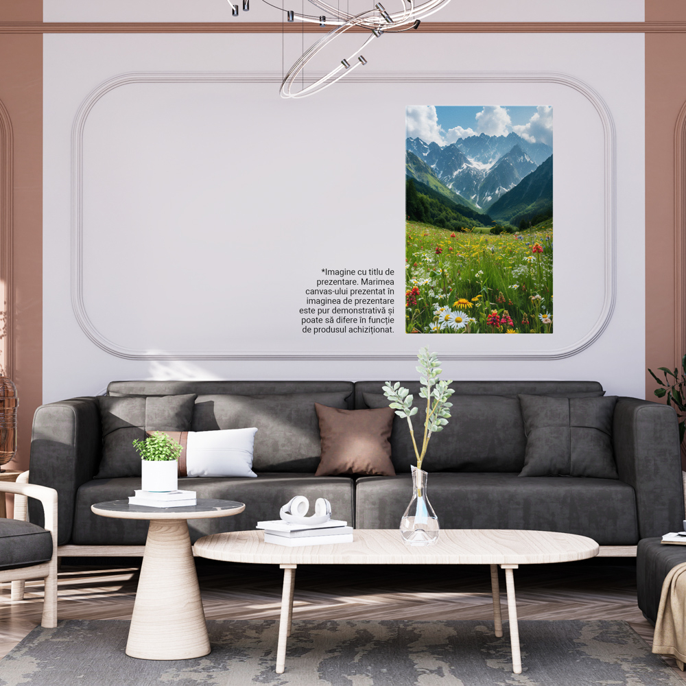 Tablou Canvas: Culoarea Optimismului Contagios Florile pe Campiile ce Privesc Muntii Pietrosi Pictura Digitala 60x40CM [4]