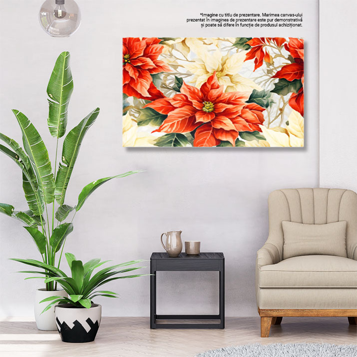 Tablou Canvas: Culori calde într-o pictură cu flori - Roșu și bej pe petalele florilor 40x25CM [3]