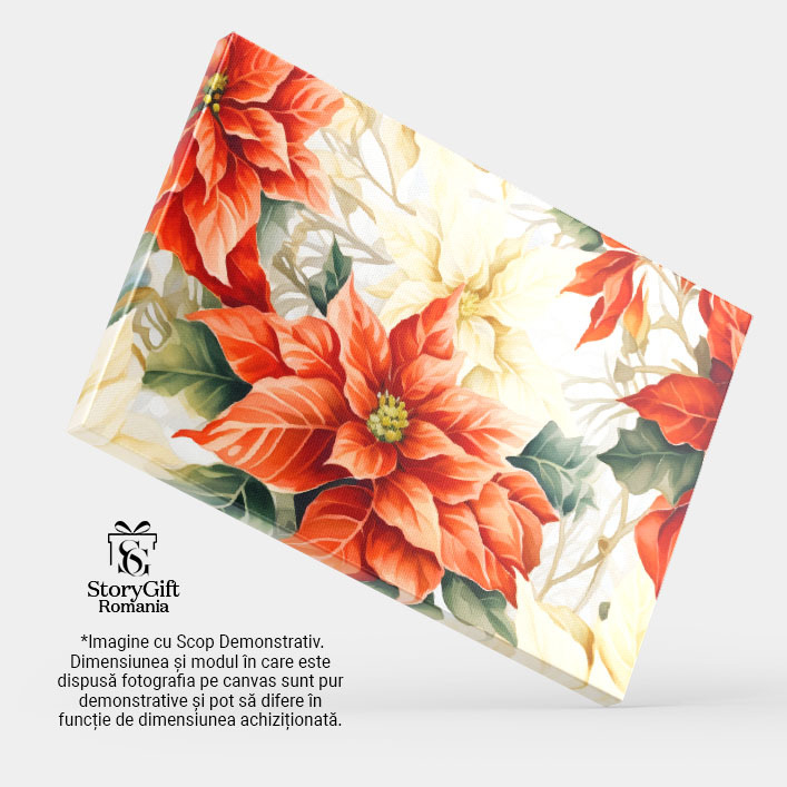 Tablou Canvas: Culori calde într-o pictură cu flori - Roșu și bej pe petalele florilor 40x25CM [4]