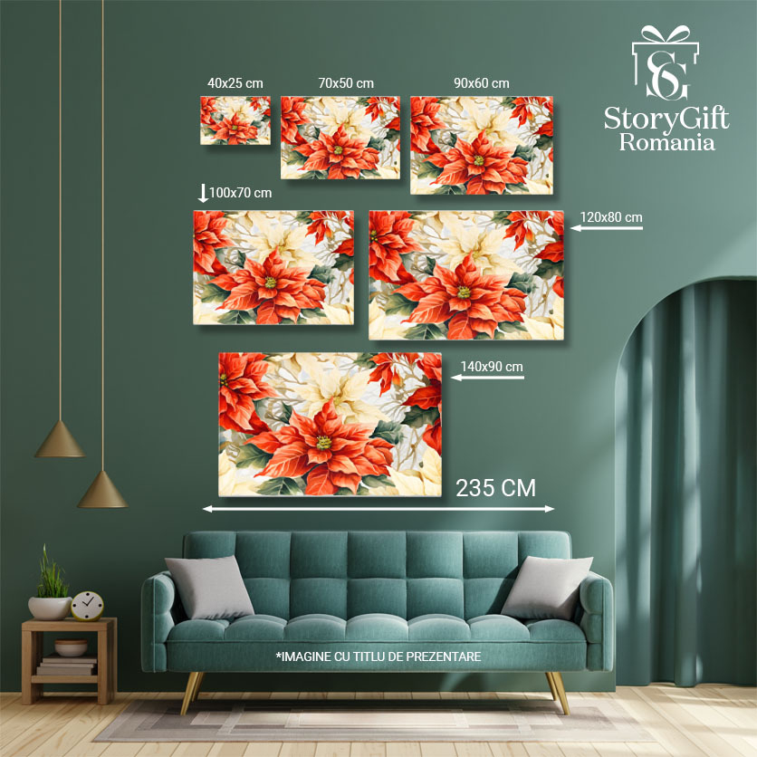 Tablou Canvas: Culori calde într-o pictură cu flori - Roșu și bej pe petalele florilor 40x25CM [5]