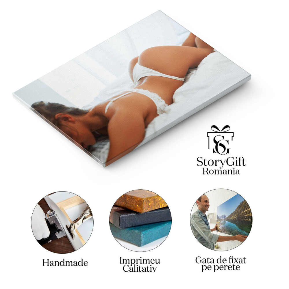 Tablou Canvas Cuplu Sexy in Dormitor, corp, perfect, femeie, sexy, nud, tanar, frumoasa, model, atragatoare, senzuala, erotica, subtire, gol, lenjerie. 4007 40x25CM [2]