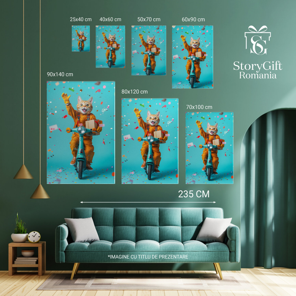 Tablou Canvas Personalizat Curier Pe ScuterMarime 40x25CM [6]