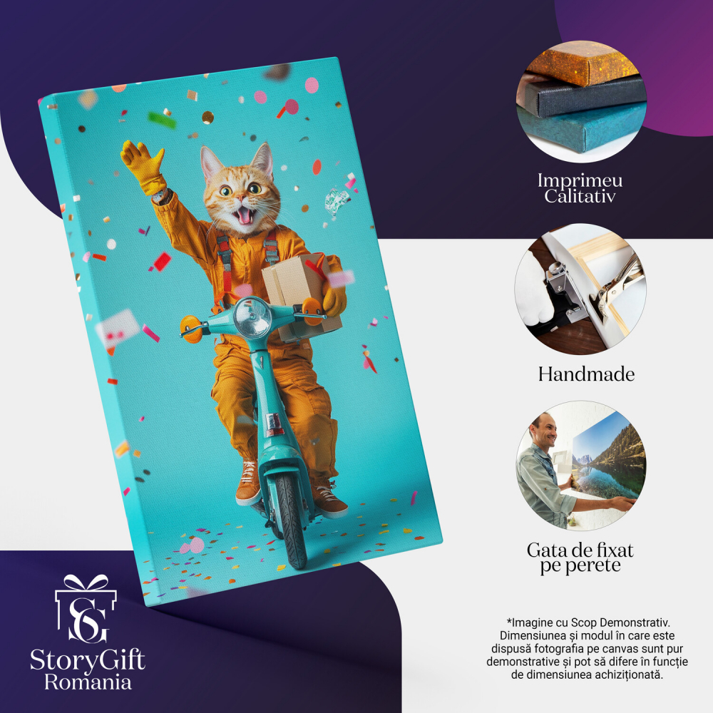 Tablou Canvas Personalizat Curier Pe ScuterMarime 40x25CM [4]