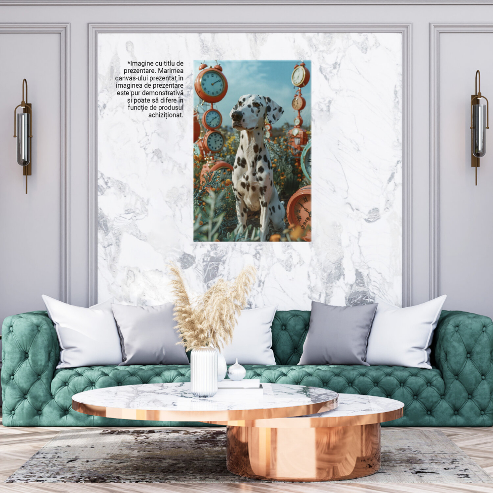 Dalmatianul Nerăbdător - Tablou Canvas cu Flori Galbene și Ceasuri Nenumărate, Marime 40x25CM [3]