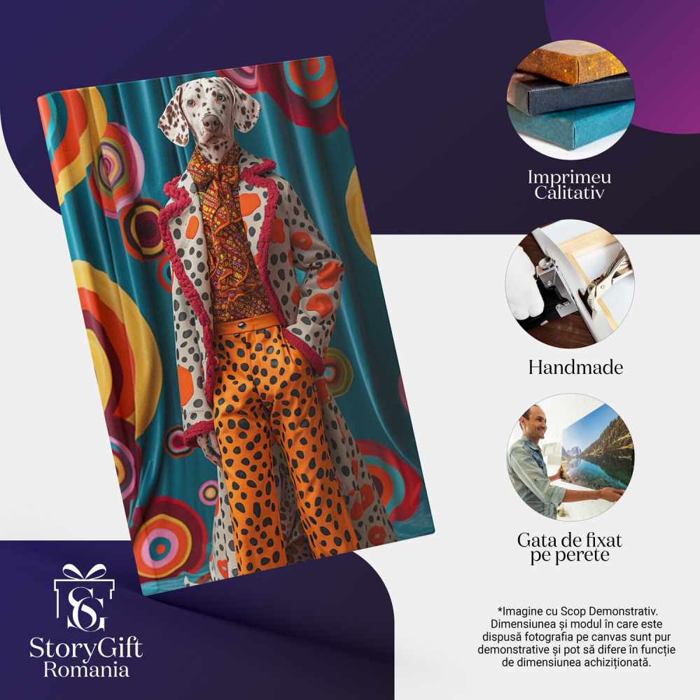 Dandyul Dalmatian - Tablou Canvas cu Rafinament și Stil în Aventură Colorată, Marime 40x25CM [2]