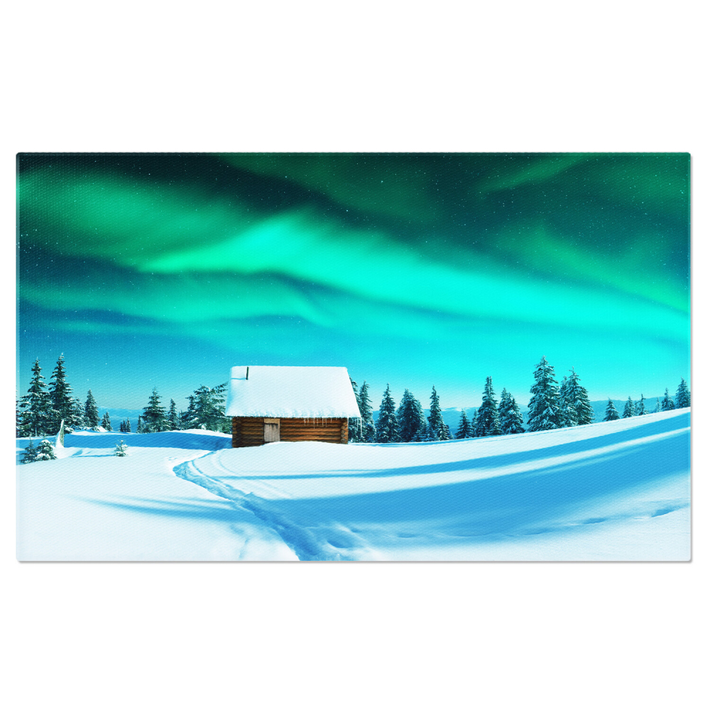 Dansul Luminilor Nordice: Aurora Boreală în Peisaj Iarnă, Marime 40x25CM [1]