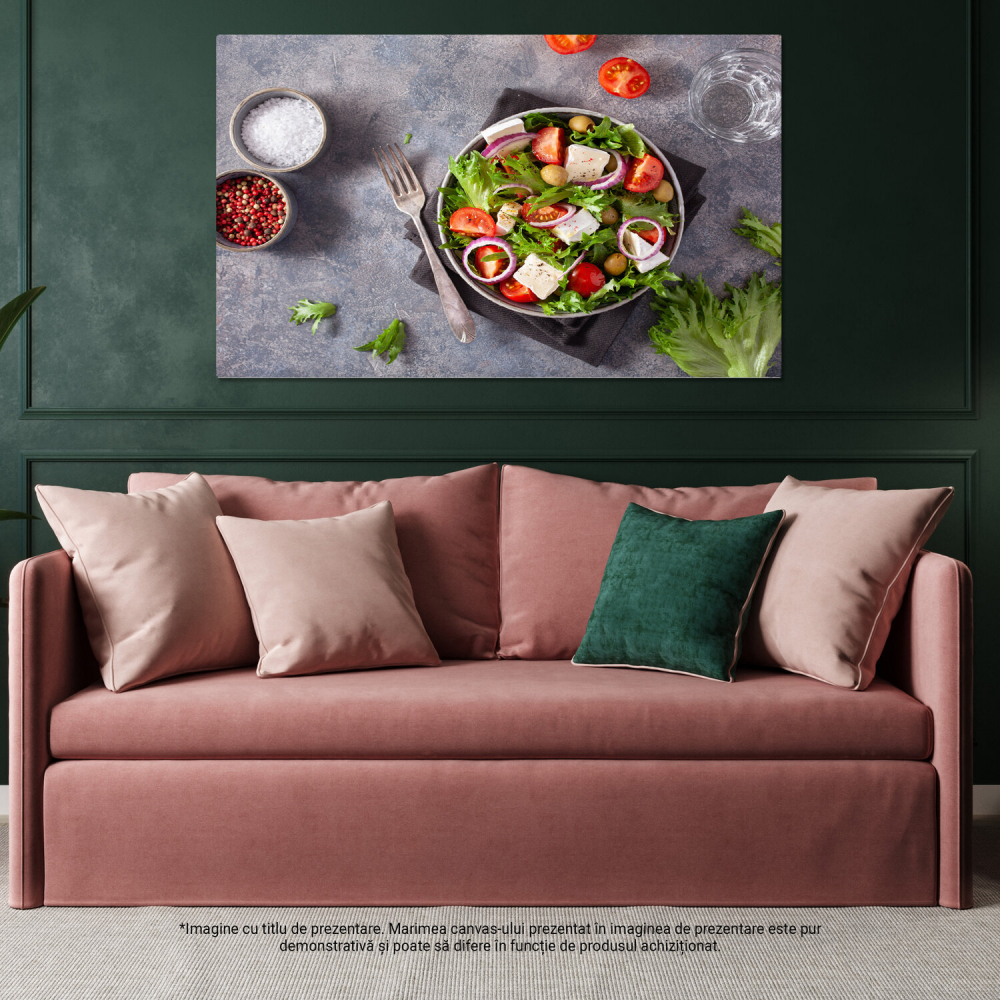 Tablou Canvas Delicii Culinare: Brânzeturi și Cireșe în Culori Vesele, Marime 40x25CM [4]