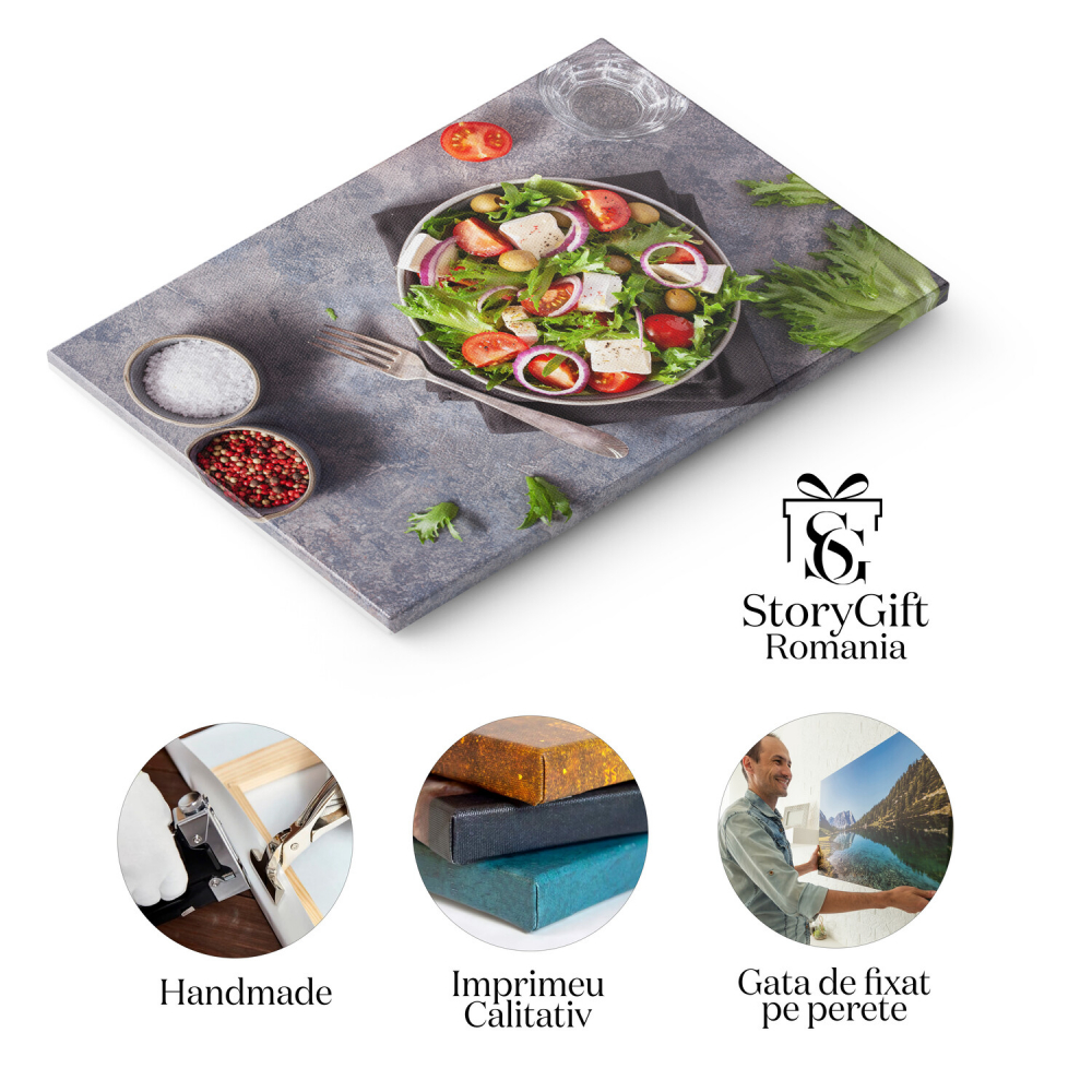 Tablou Canvas Delicii Culinare: Brânzeturi și Cireșe în Culori Vesele, Marime 40x25CM [2]