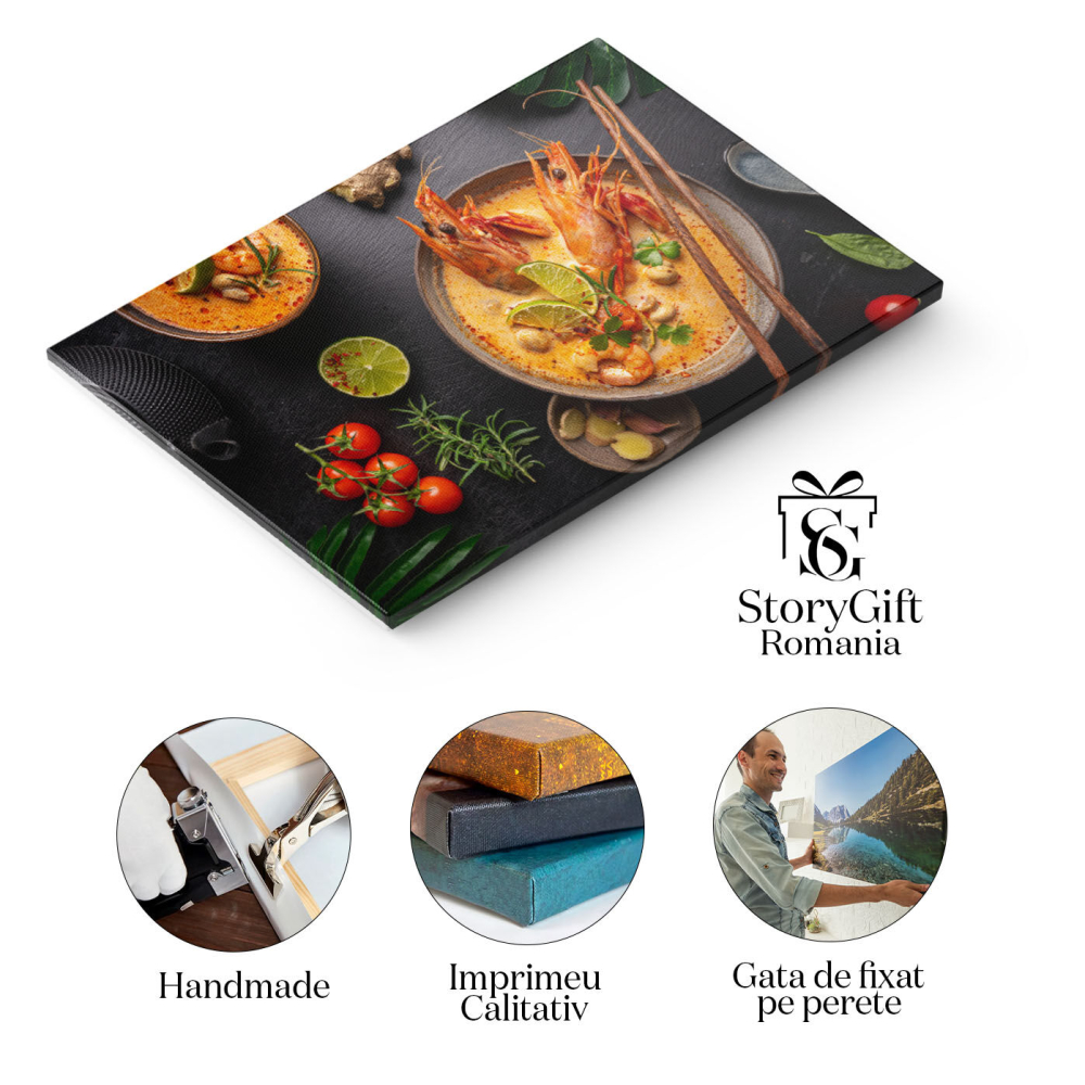 Tablou Canvas - Delicii Culinare - Gatitul Mancarurilor cu Gamba si Ciuperci 40x25CM [2]