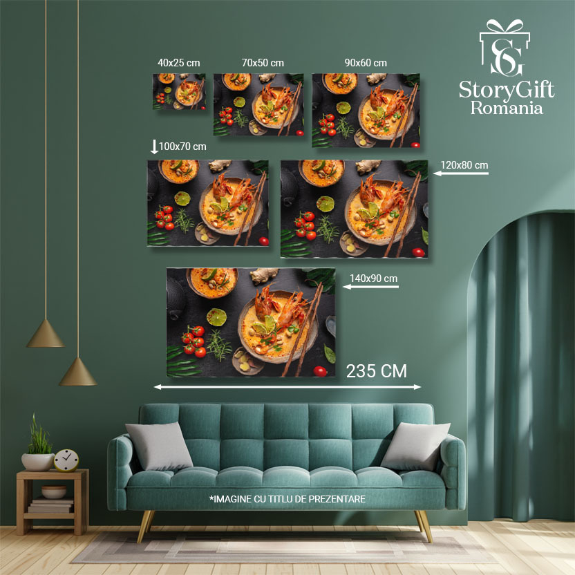 Tablou Canvas - Delicii Culinare - Gatitul Mancarurilor cu Gamba si Ciuperci 40x25CM [5]