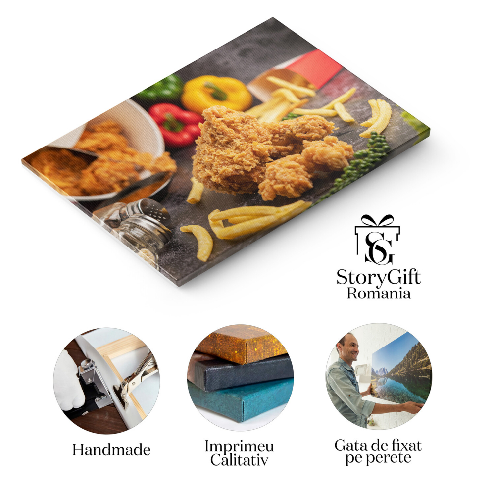 Delicioasa Combinație de Pui Prăjit și Cartofi Pai: Un Festin Vizual, Marime 40x25CM [2]