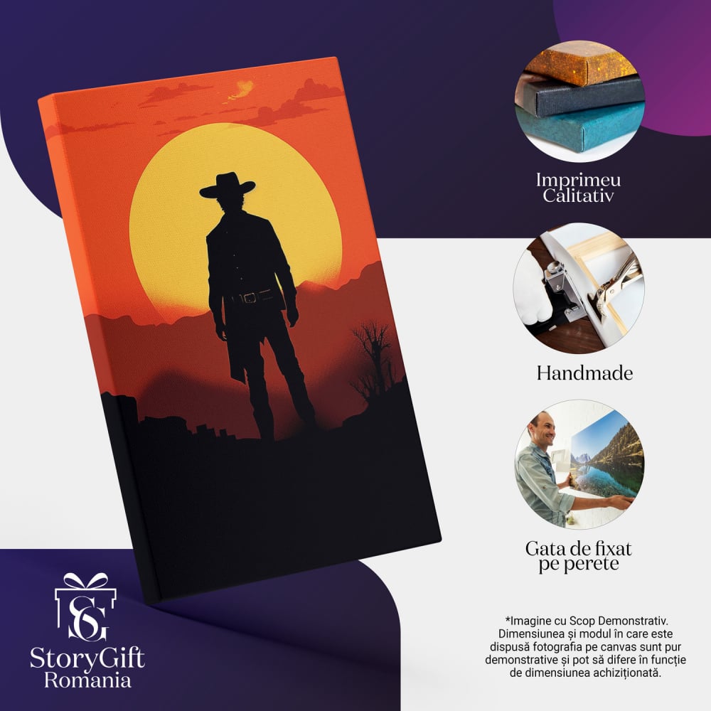Tablou Canvas Cowboy Temut din Vestul Sălbatic | Artă Digitală, Marime 40x25CM [2]