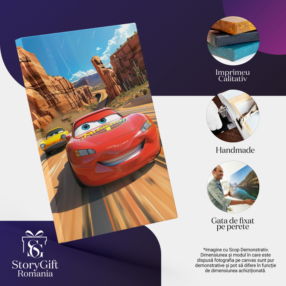 Întrecerea Mașinilor din Desene Animate în Deșert - Pictură Digitală, Marime 40x25CM [2]