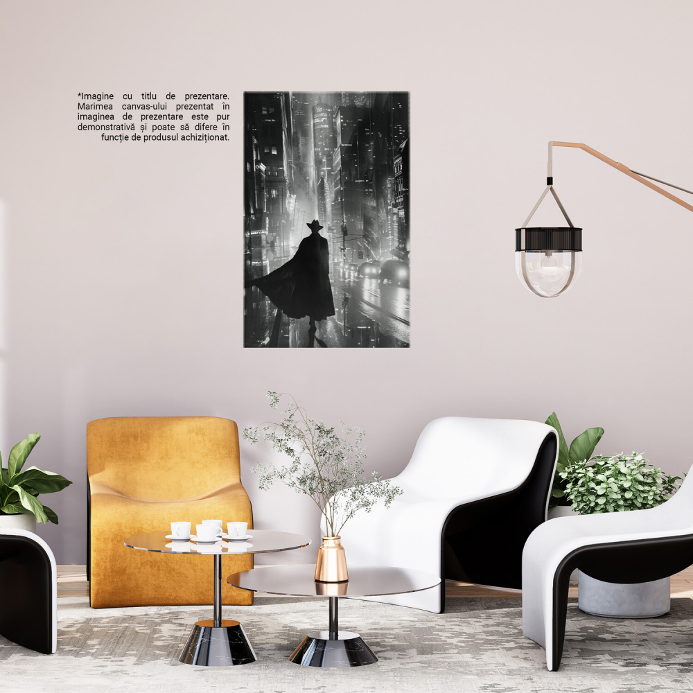 Detectivul din Umbra cu Manta și Pălărie în Orașul Modern Aglomerat, Marime 40x25CM [3]