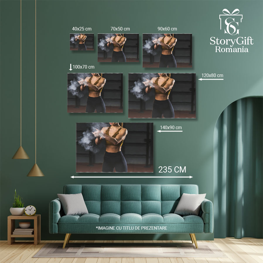 Tablou Canvas - Determinarea si forta: antrenament cu halterele - athletic, female, barbell 40x25CM [5]