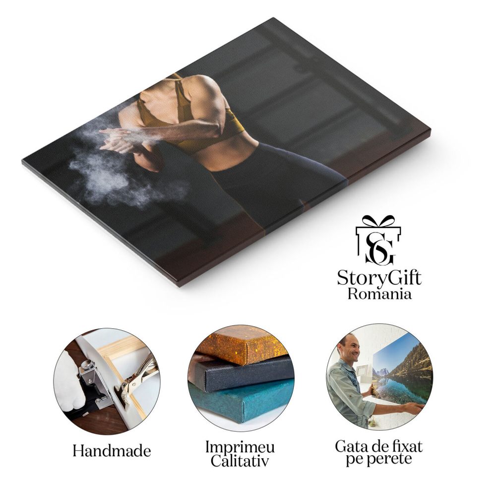 Tablou Canvas - Determinarea si forta: antrenament cu halterele - athletic, female, barbell 40x25CM [2]