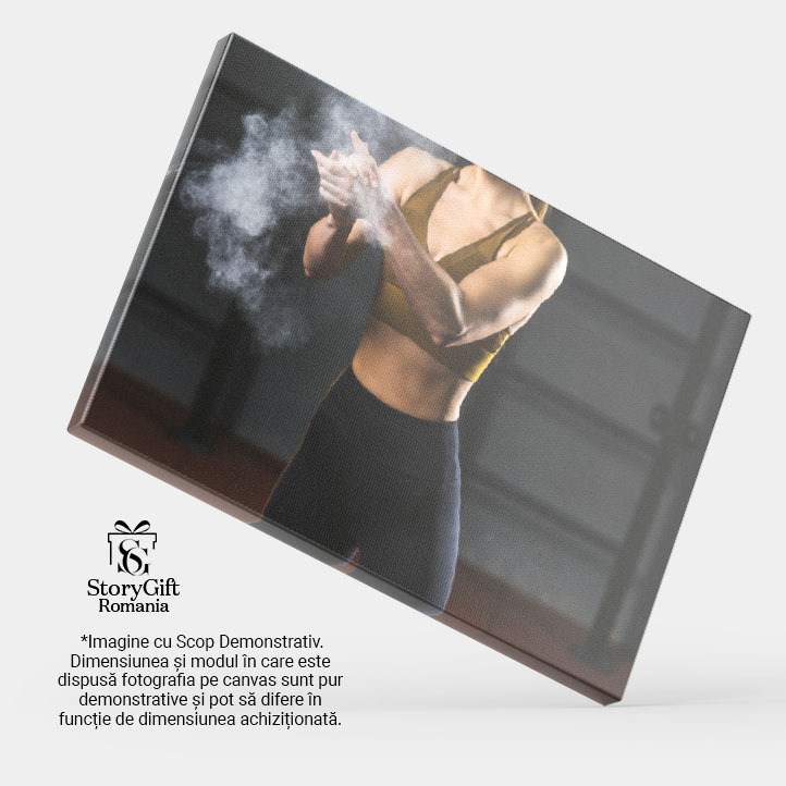 Tablou Canvas - Determinarea si forta: antrenament cu halterele - athletic, female, barbell 40x25CM [4]