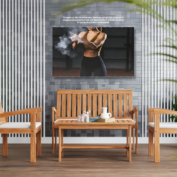 Tablou Canvas - Determinarea si forta: antrenament cu halterele - athletic, female, barbell 40x25CM [3]