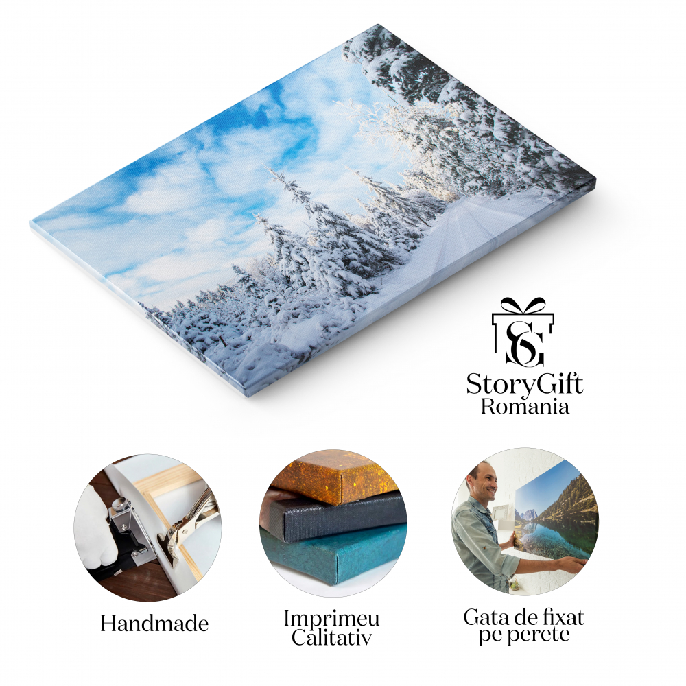 Tablou Canvas - Dimineata cu Ceta si Zapada: Peisaj Iarna, Lumina si Farmec in Natura Salbatica 120x80CM [2]