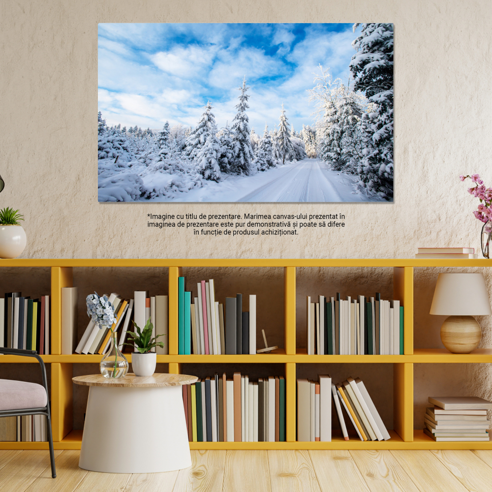 Tablou Canvas - Dimineata cu Ceta si Zapada: Peisaj Iarna, Lumina si Farmec in Natura Salbatica 120x80CM [3]