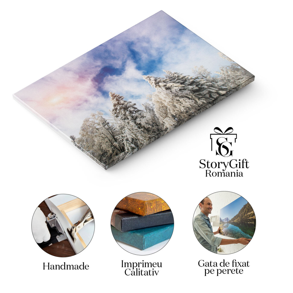 Tablou Canvas - Dimineata cu Ceta si Zapada: Peisaj Iarna, Lumina si Magie in Natura 40x25CM [2]