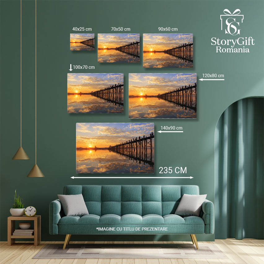 Tablou Canvas - Dimineata in Bagan, Myanmar: Puntea U Bein 40x25CM [5]