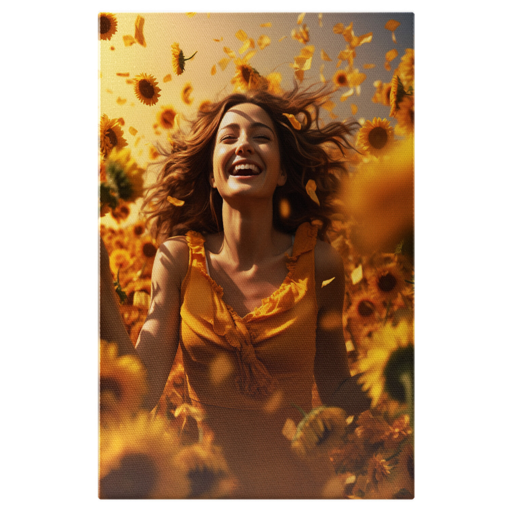 Tablou Canvas - Femeie Zâmbind în Armonia Naturii, Marime 40x25CM [1]